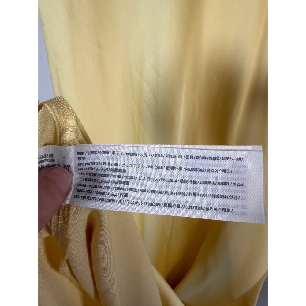 Abercrombie & Fitch Butter Yellow Satin V-Neck Cowl Back Maxi Dress XL - Picture 9 of 9